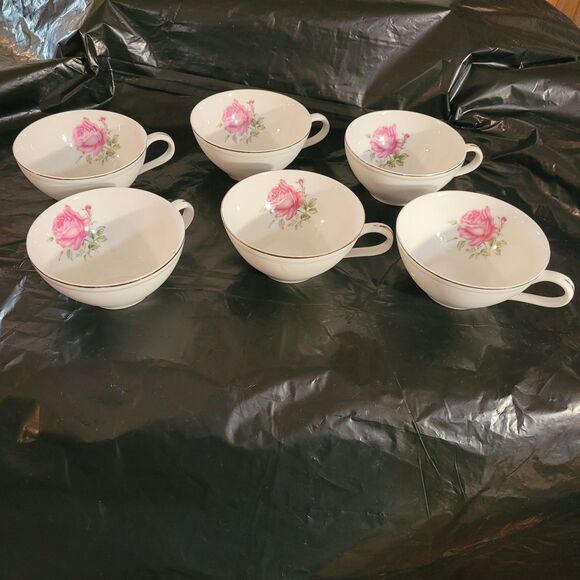Imperial Rose Fine Bone China #6702 Set of 6 Coffee/tea Cups 4"x2" - Picture 1 of 10